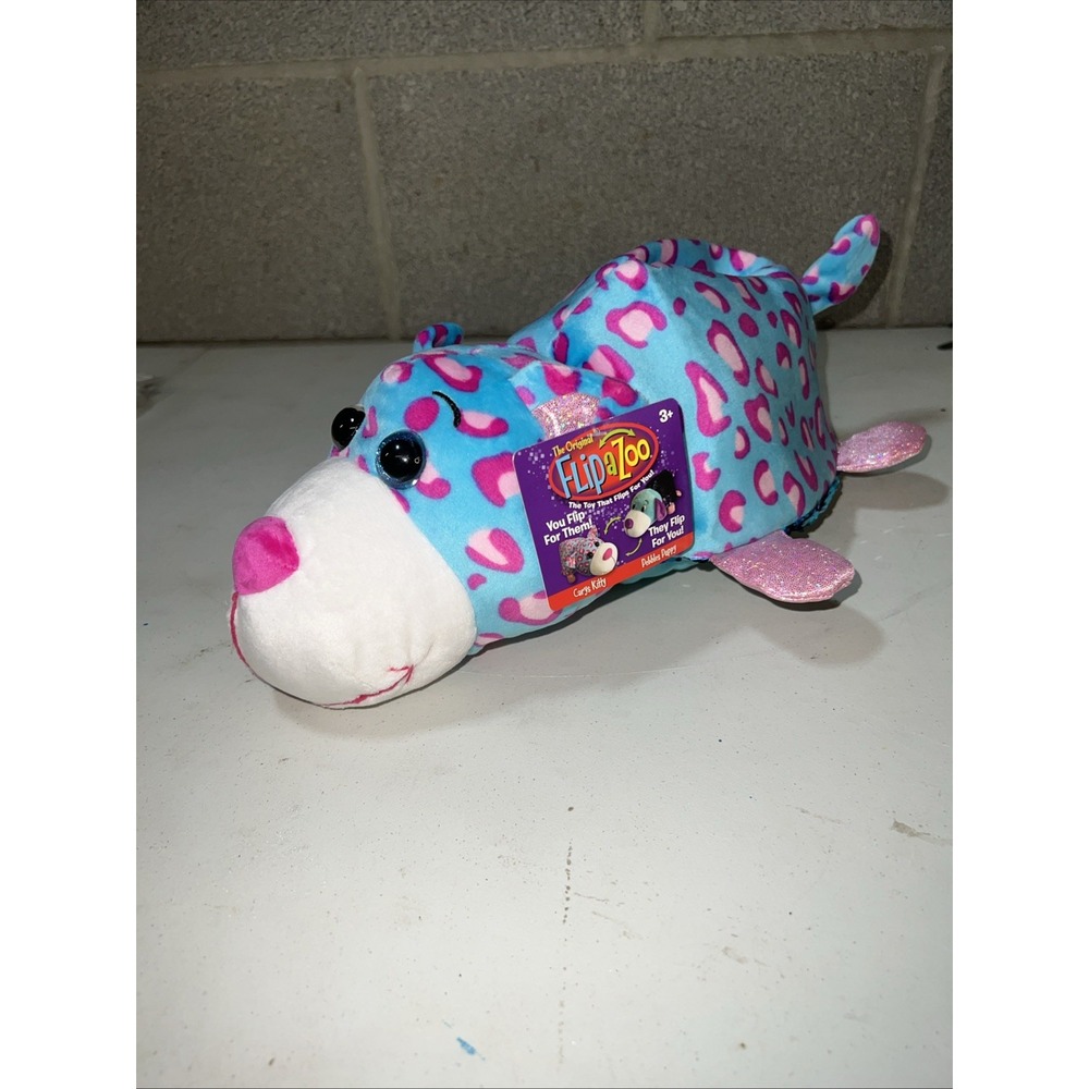 THE ORIGINAL FLIPAZOO 12" PLUSH TOY PEBBLES PUPPY SEQUIN & CARYS KITTY NEW